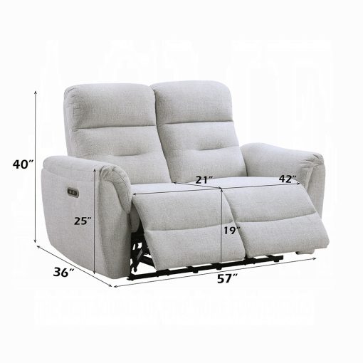Acme Eastre Beige Chenille Power Motion Loveseat with USB Port - Image 7