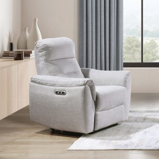 Acme Eastre Beige Chenille Power Motion Recliner with USB Port