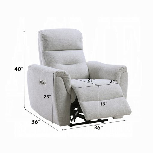 Acme Eastre Beige Chenille Power Motion Recliner with USB Port - Image 8
