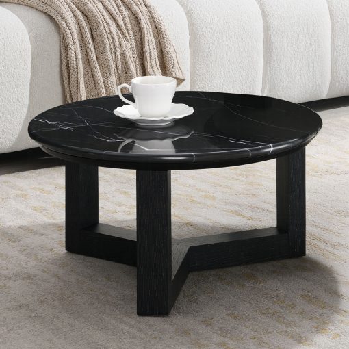 Acme Dara Natural Marble Top & Black Coffee Table