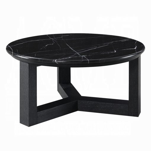 Acme Dara Natural Marble Top & Black Coffee Table - Image 2