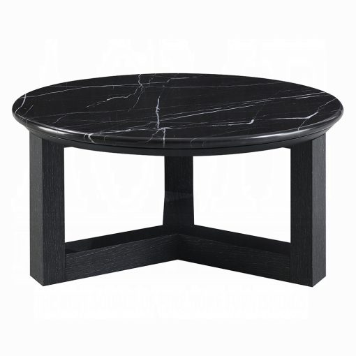 Acme Dara Natural Marble Top & Black Coffee Table - Image 3