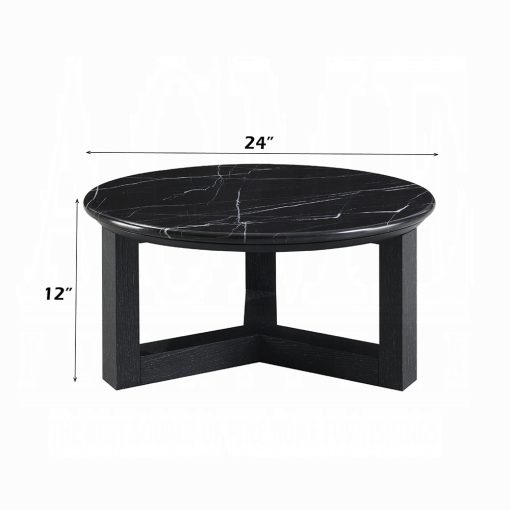 Acme Dara Natural Marble Top & Black Coffee Table - Image 5