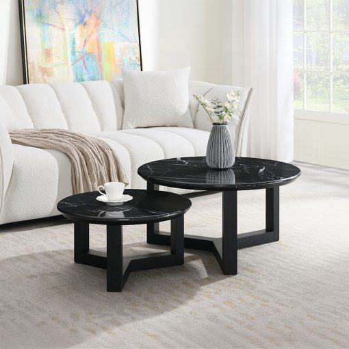 Acme Dara Natural Marble Top & Black Coffee Table - Image 8