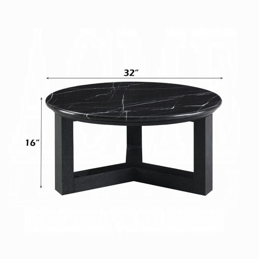Acme Dara Natural Marble Top & Black Coffee Table - Image 6