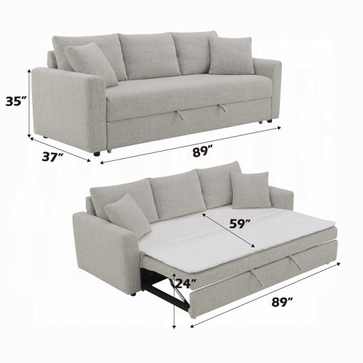 Acme Connie Gray Boucle Sofa with Sleeper - Image 7