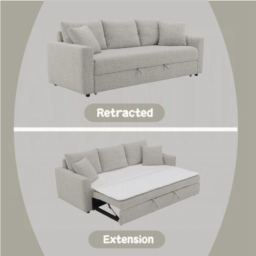 Acme Connie Gray Boucle Sofa with Sleeper - Image 8