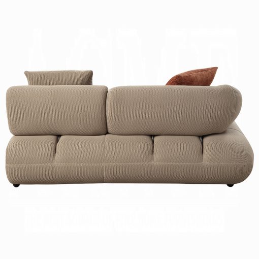 Acme Carrick Beige Sandwich Mesh Fabric Sectional Sofa with 6 Pillows - Image 11