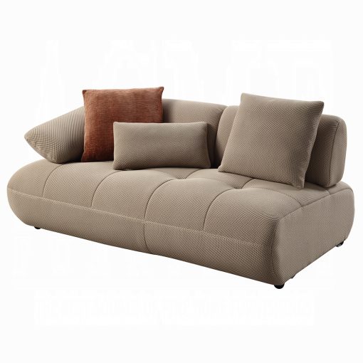 Acme Carrick Beige Sandwich Mesh Fabric Sectional Sofa with 6 Pillows - Image 4