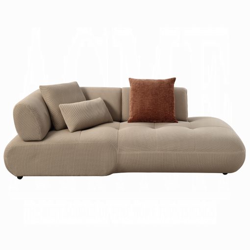 Acme Carrick Beige Sandwich Mesh Fabric Sectional Sofa with 6 Pillows - Image 7