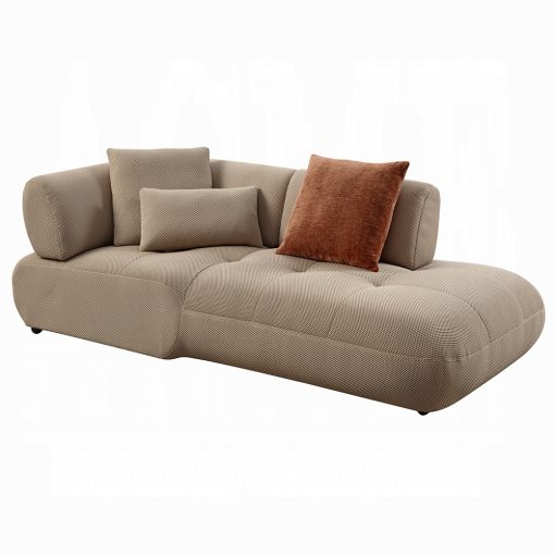 Acme Carrick Beige Sandwich Mesh Fabric Sectional Sofa with 6 Pillows - Image 8