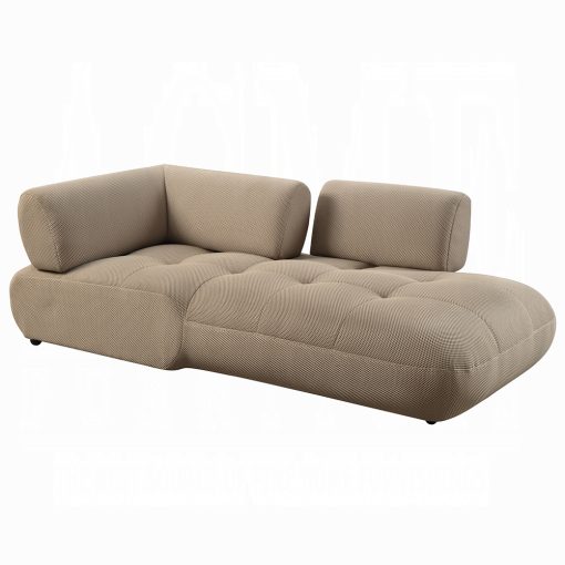 Acme Carrick Beige Sandwich Mesh Fabric Sectional Sofa with 6 Pillows - Image 9