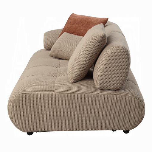 Acme Carrick Beige Sandwich Mesh Fabric Sectional Sofa with 6 Pillows - Image 10