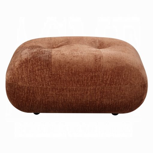 Acme Carrick Rust Brown Chenille Ottoman - Image 2