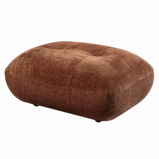Acme Carrick Rust Brown Chenille Ottoman - Image 3