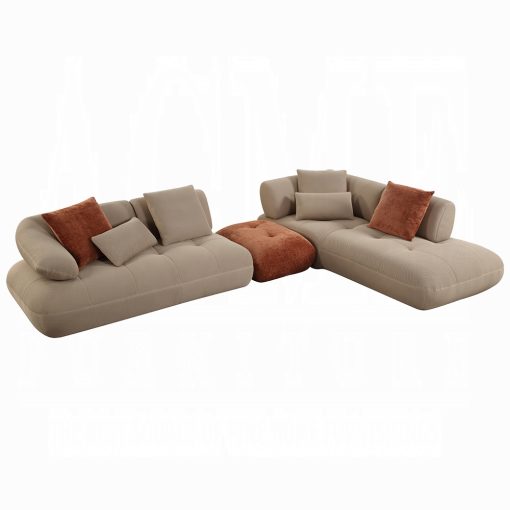 Acme Carrick Rust Brown Chenille Ottoman - Image 6