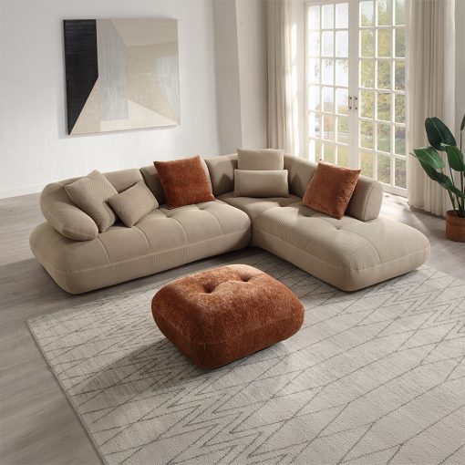 Acme Carrick Rust Brown Chenille Ottoman - Image 8