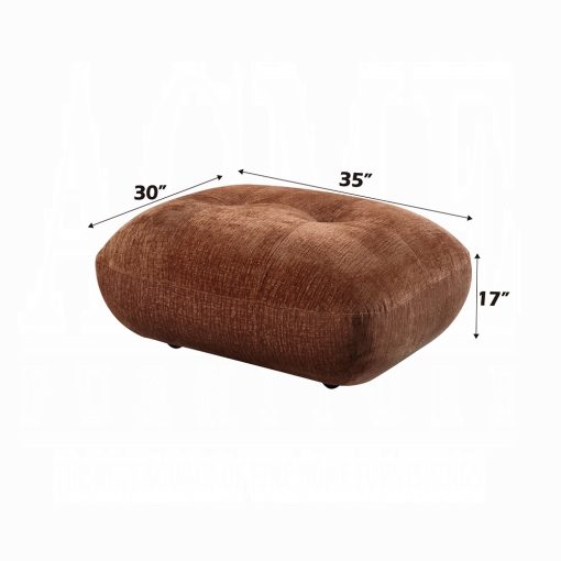 Acme Carrick Rust Brown Chenille Ottoman - Image 4