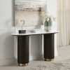 Acme Clayten White Natural Marble Top & Espreeso Sofa Table