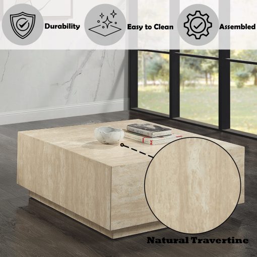 Acme Deon Beige Marble Coffee Table - Image 7