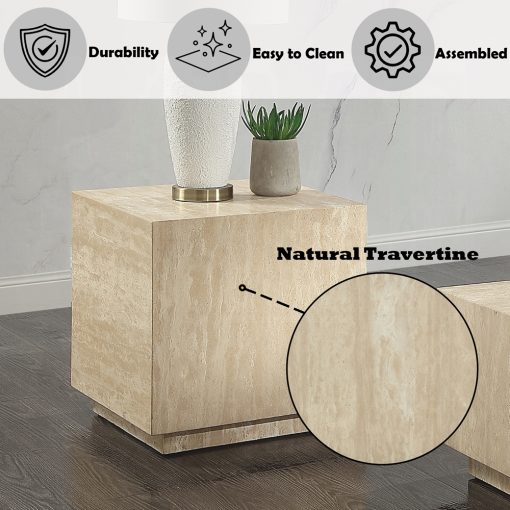 Acme Deon Beige Travertine End Table - Image 7