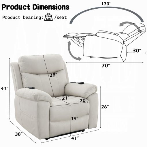 Acme Chriki Power Recliner with Lift & Heating & Massage - Image 15