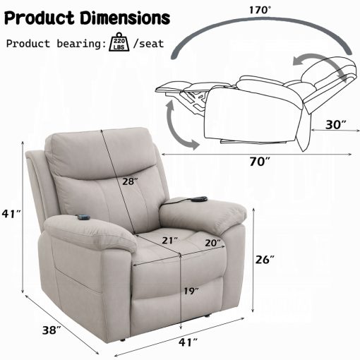 Acme Chriki Power Recliner with Lift & Heating & Massage - Image 30