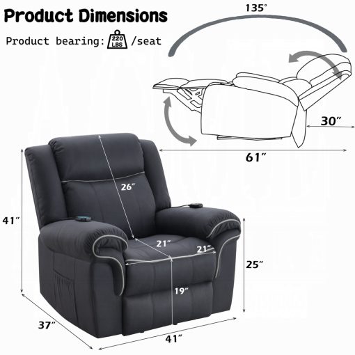 Acme Domana Power Recliner with Lift & Heating & Massage - Image 15