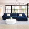 Acme Breton Blue Corduroy Sectional Sofa with 4 Pillows
