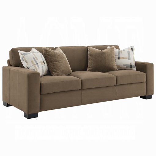 Acme Darya Brown Suede Fabric Sofa with 4 Pillows - Image 2