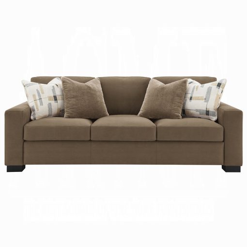 Acme Darya Brown Suede Fabric Sofa with 4 Pillows - Image 3