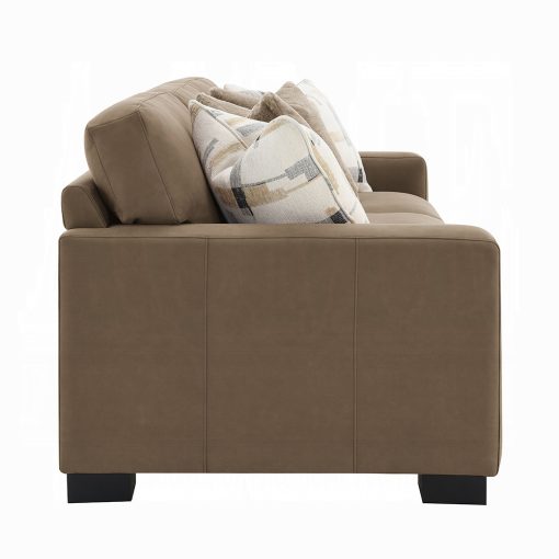 Acme Darya Brown Suede Fabric Sofa with 4 Pillows - Image 4