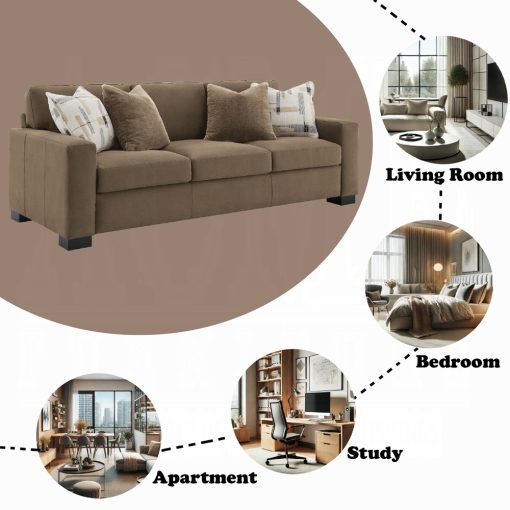 Acme Darya Brown Suede Fabric Sofa with 4 Pillows - Image 7