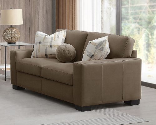 Acme Darya Brown Suede Fabric Loveseat with 3 Pillows