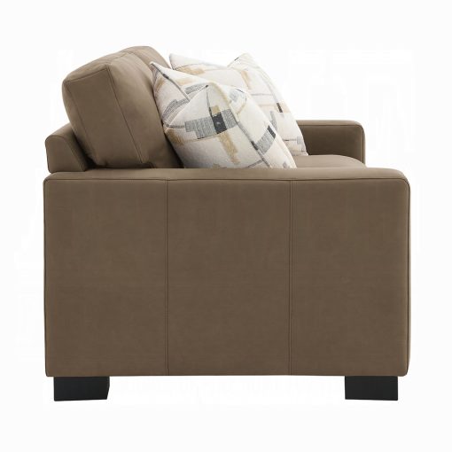 Acme Darya Brown Suede Fabric Loveseat with 3 Pillows - Image 4