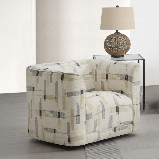Acme Darya Beige Pattern Fabric Chair with Swivel