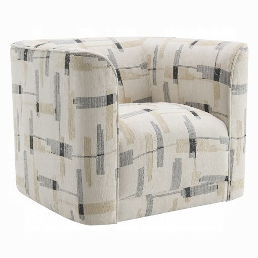 Acme Darya Beige Pattern Fabric Chair with Swivel - Image 2