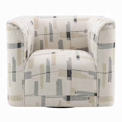 Acme Darya Beige Pattern Fabric Chair with Swivel - Image 3