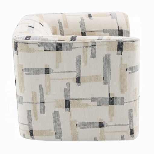 Acme Darya Beige Pattern Fabric Chair with Swivel - Image 4