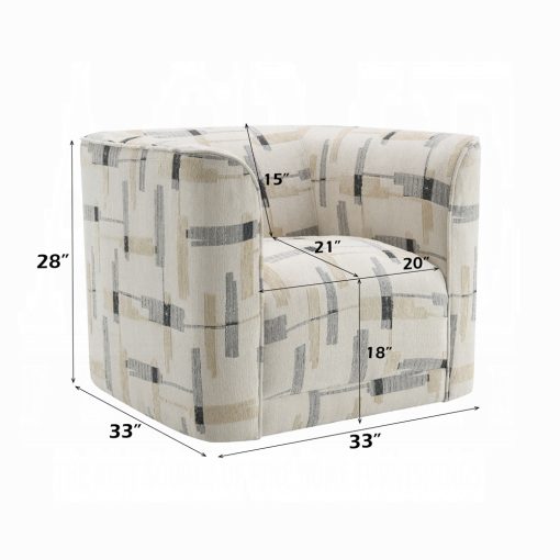 Acme Darya Beige Pattern Fabric Chair with Swivel - Image 6