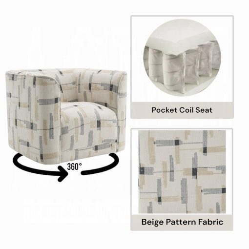 Acme Darya Beige Pattern Fabric Chair with Swivel - Image 7