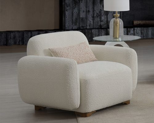 Acme Darius Beige Boucle Chair with Pillow