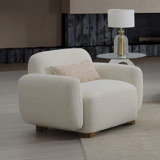 Acme Darius Beige Boucle Chair with Pillow