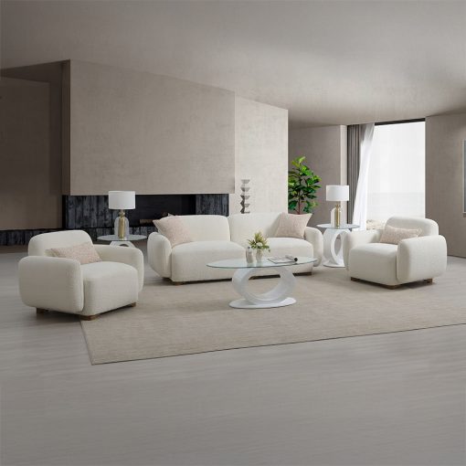 Acme Darius Beige Boucle Chair with Pillow - Image 8