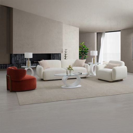 Acme Darius Beige Boucle Chair with Pillow - Image 9