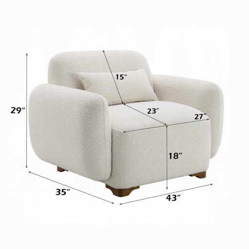 Acme Darius Beige Boucle Chair with Pillow - Image 10