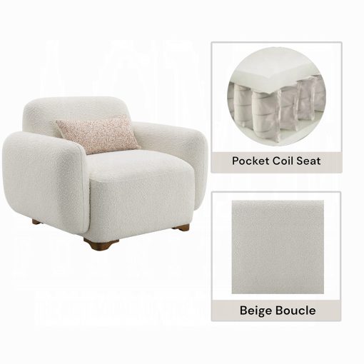 Acme Darius Beige Boucle Chair with Pillow - Image 11
