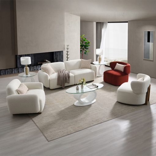 Acme Darius Beige Boucle Chair with Pillow - Image 12