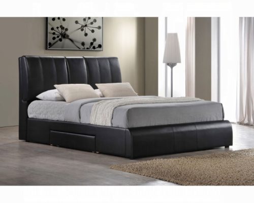 Acme Kofi Black Synthetic Leather Eastern King Bed w/Storage