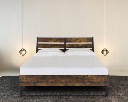 Acme Juvanth Rustic Oak & Black Eastern King Bed